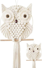 Achart Owl Macrame Wall Hanging-Hand Woven Boho Tapestry-Macrame Wall Decor -Owl Decor for Bedroom, Living Room, Nursery (Beige-L&S)