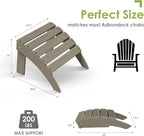GREENVINES Adirondack-Ottoman | Wood Grain | Set of 2 | HDPE Plastic | Outdoor Footrest | All Weather | Foot Rest | Foot Stool | Desert Brown | for Adirondack Chair