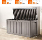 80 Gallon Resin Deck Box, Lockable Patio Outdoor Storage Box for Furniture, Garden Tools and Tools Storage, Waterproof Outside Storage Boxes - Grey