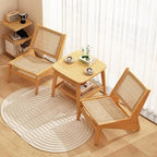 Rattan Chair 2Pcs, Mid Century Modern Accent Chair, Leisurely Reading Chair for Living Room（Wood）