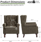 Accent Chair, Upholstered Armchair with Button Tufted High Back & Solid Wood Legs, Comfy Wingback Reading Single Sofa Chair for Small Spaces, Living Room, Bedroom (Taupe, Set of 1)