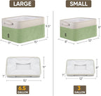 BALEINE 4 Pack Fabric Storage Bins for Shelves, Linen Storage Baskets for Organizing, Decorative Closet Bins for Clothes, Home (Green, 15''x11''x9.5'')
