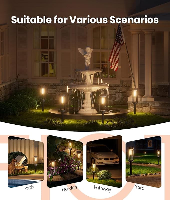 Solar Pathway Lights Outdoor,IP65 Waterproof Auto On/Off Solar Garden Lights Solar Powered Landscape Lighting for Yard Patio Walkway (4)