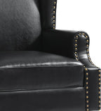 UIXE PU Leather High Back Accent Chair, Upholstered Armchair for Living Room, Retro Wingback Arm Chair Nailhead Trim Single Sofa Bedroom Reading Seat with Solid Wood Legs - Black