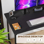 PayLessHere | 47 Inch Computer Desk | Black | Office Desk with Metal Frame, Adjustable Feet | Water-Resistant, Scratchproof Surface | Sturdy Writing Table for Home Office or Study | Pack of 1