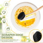 16 Pack Dish Brush with Handle Dish Scrubber Brush with Built-in Scraper Kitchen Scrub with Stiff Bristles Long Scrubber for Home Restaurant Pot Sink Washing Cleaning Supplies, Beige