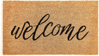 KANKUN Coco Coir Door Mat with Heavy Duty Backing, Welcome Doormat (17" x 30"), Doormat Entrance (Welcome3)