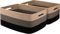 Large Storage Basket for Organizing, Woven Rope Basket for Shelves, Closet Organizer Bins for Clothes, Blanket, Toys, Baby Nursery Storage, 17.7" x 13" x 7.87", 2 Packs Black & Brown