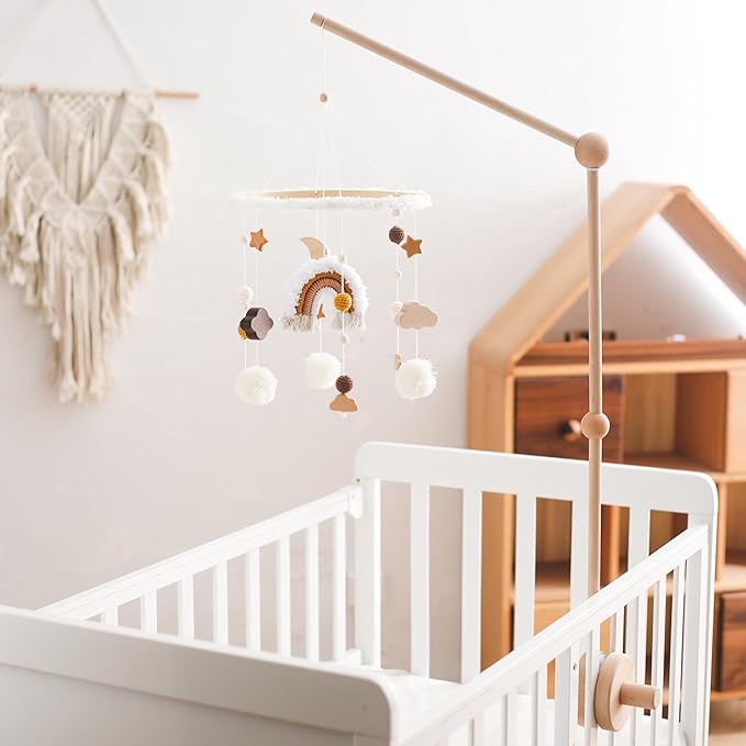 Baby Crib Mobile Arm,HBM Wooden Mobile Arm for Crib Mobile Hanger for Crib Baby Girl Nursery Decor