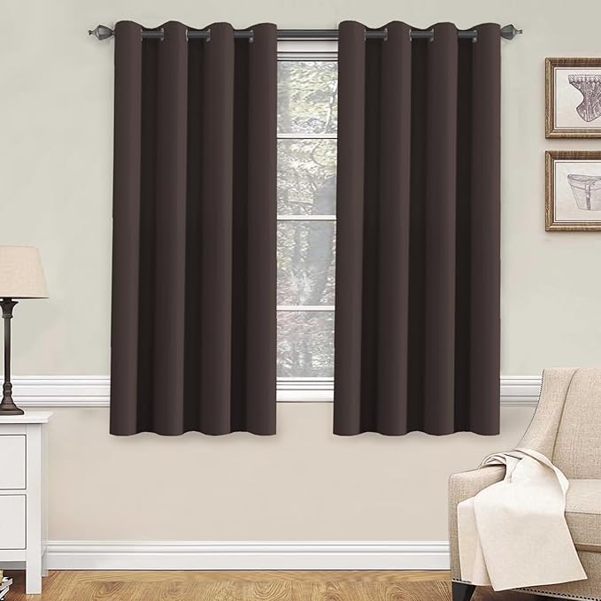 H.VERSAILTEX Blackout Thermal Insulated Curtains for Bedroom/Living Room, 52" Wide x 63" Long Each Panel,Grommet Top (Set of 2 Panels, Chocolate Brown)