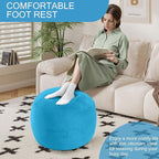 MeMoreCool Round Stuffed Pouf Ottoman Foot Rest, Floor Pouf Foot Stool with Soft Foam Chunk Filling, Small Round Ottoman Footstool Circle Footrest for Living Room, Blue