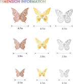SAOROPEB 3D Butterfly Wall Decor, 72 Pcs 3 Styles 3 Sizes, Removable Metallic Wall Decor Sticker Room Mural Decals for Kids Bedroom Nursery Classroom Party Decoration Wedding Decor DIY Gift (3 Color)
