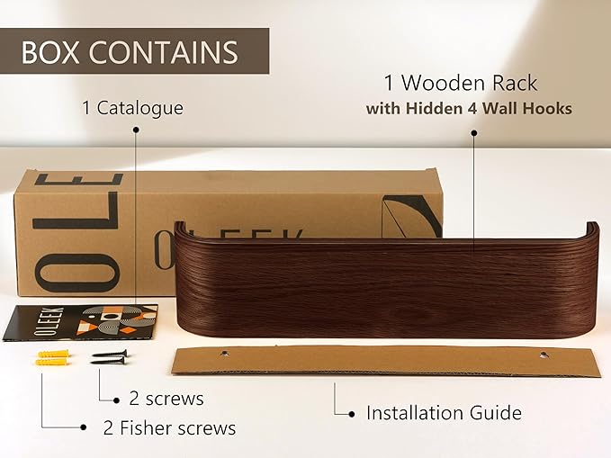 OLEEK Wall Coat Rack - Wall Shelf with Hooks - entryway Hooks - entryway Shelf - Modern Coat Rack - Wooden Coat Rack Wall Mount for Home Decor - Wooden Mount for Home Decor - Jacket Hanger