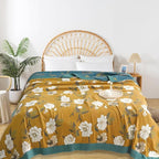 Boho Throw Blanket for Bed - 100% Pure Cotton Ultra Soft Rustic Quilt - Farmhouse Decor Bed Blankets, All Season Rustic Throw for Sofa Couch Chair(60"×80", Flower Branch 2)