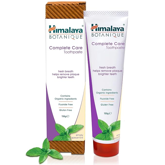 Himalaya Botanique Complete Care Toothpaste, Spearmint Flavor, Fights Plaque, Freshens Breath, Fluoride Free, No Artificial Flavors, SLS Free, Cruelty Free, Foaming, 5.29 Oz, 1 Pack