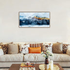 Framed Wall Art Canvas Indigo Abstract Mountain Pictures Wall Decor Blue Grey Orange Mountain Peaks Canvas Painting Prints Modern Abstract Artwork for Living Room Bedroom Decoration 20" x 40"