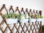 10" Hanging Flower Pots, Pack of 4 White Metal Outdoor Patio Balcony Planter, Railing Planters Fence Pot with Detachable Hook & Drainage Hole for Small Plants (White, 4Pcs)