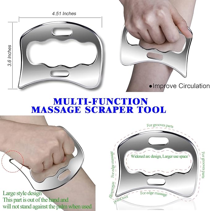 BYYDDIY 3 in 1 Stainless Steel Muscle Scraper Tools Set,Scraping Massage Tools for Physical Therapy,Derma Edge & GuaSha Massage Scraper Tool,IASTM Tools,Guasha Tool for Body