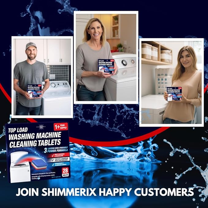 Washing Machine Cleaner Tablets 56 Pack for HE Top Load - Eco Friendly Washer Machine Cleaning Tablets - 3 Layers Septic Safe Wash Machine Full Deodorizer Descaler Protector - 2 Plus Year Supply