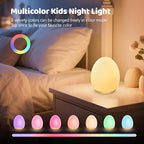 MediAcous Night Lights for Kids Room, Baby Night Light with 7 Colors Changing & Dimming Function, Rechargeable Kids Night Light with 1 Hour Timer & Touch Control, Up to 100H, Wood Grain