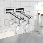 Sorbus Wine Glass Holder - 12 Inch Wall Mounted Wine Glass Rack for Under Cabinet Organization and Storage - Kitchen Shelves for Home Bar Holds Up to 4 Stemware Wine Glasses Each, 8 Total (2 Pack)