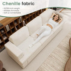 Sofa, 89" 3-Seater Deep Seat Sofa, Modern Comfy Couches for Living Room Apartment Lounge, Beige Chenille