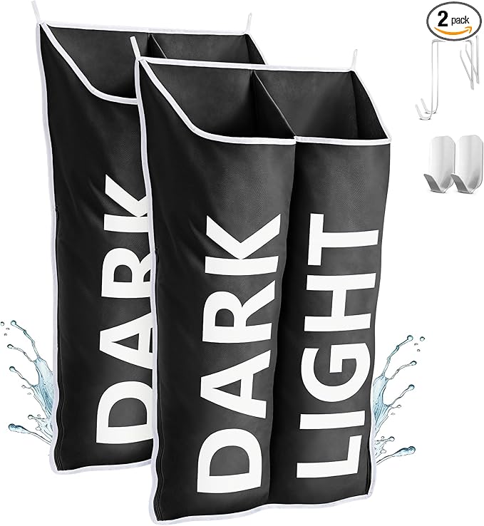 Hanging Laundry Hamper Bag XL 40x22", Space Saving over the Door Storage Bags, Behind the Door Hampers for Dirty Clothes & Wall Mounted Basket for Bathroom, Organizer for Small Room Spaces RV