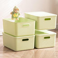 4 pack large plastic White storage bins Baskets, Toy Box Chest with Lids and Handle，Organizer Containers for Baby，Kids,snacks,Nursery，Shelves，Playroom, Bedroom，Office,Closet，home