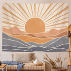 Lunerfex Boho Sun Tapestry Sunset Wall Tapestry, Mountain Tapestries for Bedroom 80s Tapestries Wall Hanging for Bedroom Living Room Decor Boho-3 44"x60"