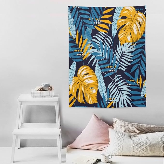 ICMOLYYENLO Palm Leaf Tapestry Wall Hanging, Tropical Leaves Plant Jungle Green Hawaiian Art Home Decor for Guest Bedroom Living Room Dormitory 30" x40