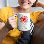 Personalized Hibiscus Blossom Design Mug, Custom Name Vibrant Flower Coffee Cup, Customized Mug For Floral Enthusiasts, Novelty Hibiscus Flower Ceramic Cup 11oz 15oz, Gift For Women