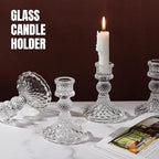 Candlestick Holders Set,12Pcs 4" H Taper Candle Holders Bulk, Clear Glass Candle Holders for Wedding, Spring Party, Romantic Dinner, Festival & Windowsill Decor