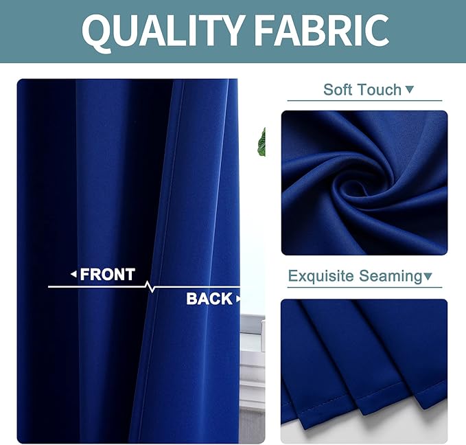 ChrisDowa Blackout Curtains 102 Inches Long 2 Panels Set for Living Room, Grommet Thermal Insulated Room Darkening Curtains for Bedroom (Royal Blue, 52 x 102 Inch)