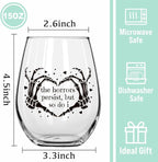 The Horrors Persist But So Do I Wine Glass,Skeleton Heart Hands,Funny Halloween&Valentine's Day Wine Glass,15oz