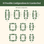 Vego garden 32" Extra Tall Raised Garden Bed Kits, 10 in 1 Modular Raised Planter Box for Vegetables Flowers Fruits Oval Metal Raised Garden Bed- Pearl White