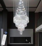 Flashing God D32 x H79'' Modern Crystal Chandelier for High Ceiling Large Foyer Chandeliers Large Raindrop Chandelier for Foyer Living Room Entryway Staircase Villa