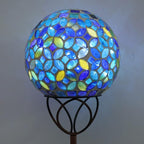 Solar Lights Outdoor Decorative, Solar Gazing Ball Mosaic Garden Stakes Decorative Waterproof Outdoor Lights for Pathway Yard Lawn Decoration (Blue)