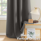 H.VERSAILTEX Blackout Window Treatment Curtains/Panels, Thermal Insulated Room Darkening Solid Grommet Drapes for Bedroom/Living Room Window (52 Inch by 108 Inch, Charcoal Gray, Set of 2)