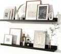 Fun Memories Picture Ledge Shelves Set of 2, 32 Inch Rustic Wall Mounted Floating Shelves with Lip for Home Storage and Décor in Bathroom, Kitchen, Nursery, Bedroom, Living Room, Black
