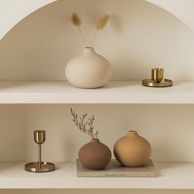 Ceramic Vase Set of 3, Bud Vases for Modern Farmhouse Home Decor, Cute Vases, Small Flower Vases for Dining Table Centerpieces,Living Room,Shelf,Mantel and Entryway Display