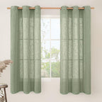 LAMIT Linen Blended Curtains 63 Inches Long, Soft Thick Linen Textured Light Filtering Drapes Bronze Gromment Small Window Drapes for Bedroom/Kitchen/Basement, 2 Panels, 34 x 63 Inch, Sage Green