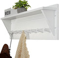 WEBI Coat Rack Wall Mount with Shelf,8 Peg Hooks,34" Long Entryway Wall Shelf with Hooks Underneath for Hanging Coats,Caps,Jacket,Clothes,White