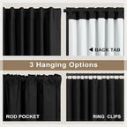 DANCURTON Black Blackout Curtains 63 Inch Length for Bedroom 2 Panels Set Back Tab Living Room Darkening Dark Out Heavy Thick Linen Farmhouse Insulated Thermal Curtain for Winter Summer 63 Inches Long