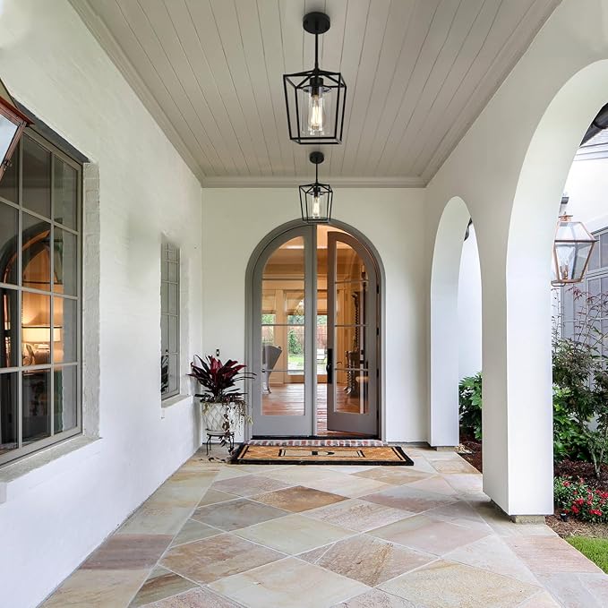 3 Pack Black Pendant Lights for Kitchen Island, 1-Light Farmhouse Metal Pendant Light Cage Kitchen Hanging Light Fixtures with Clear Glass Shade for Dining Room, Entryway, Hallway, Foyer