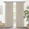 Macochico 100% Blackout Ivory White Linen Curtains 84 Inches Long Pinch Pleated Burlap Curtains for Bedroom Living Room Farmhouse Nursery Thermal Window Panels with Tieback 72”Wx84”L 1 Panel