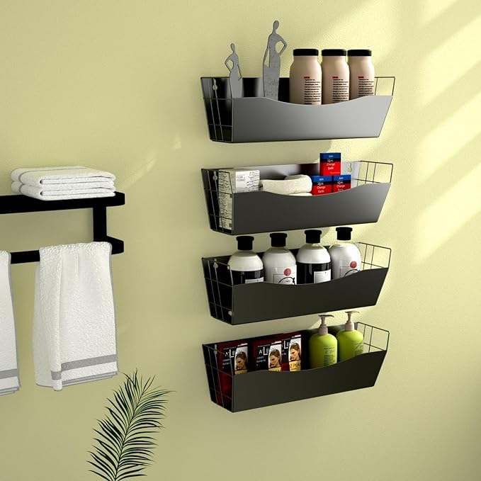 Magnetic Kitchen Organizer for Refrigerator Spice Rack Organizer Metal Magnet Shelf For Waching Machine Strong Magnetic Fridge Shelf for Microwave Kitchen Pantry Organizer No Drilling Installation
