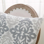 HWY 50 Gray Grey Decorative Throw Pillow Covers 18x18 Inch, Pack of 2 Embroidered Linen Farmhouse Cushion Cover Pillow Case for Sofa Couch Living Room Bed Bedroon, Accent Geometric