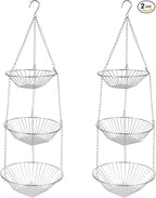 3-Tier Kitchen Wire Storage Basket Hanging Fruit Storage 2 Pack
