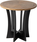 Farmhouse Round End Table with Criss-Cross Wood Legs
