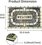 Door Mat Welcome Mat, Heavy Duty Door Mat 23.6 x 35.4 Inch Front Door Mat Rug Doormat for Outdoor Entrance Home Non-Slip Rubber Rug for Front Door, Outside, Entryway, Patio (Yellow Welcome)